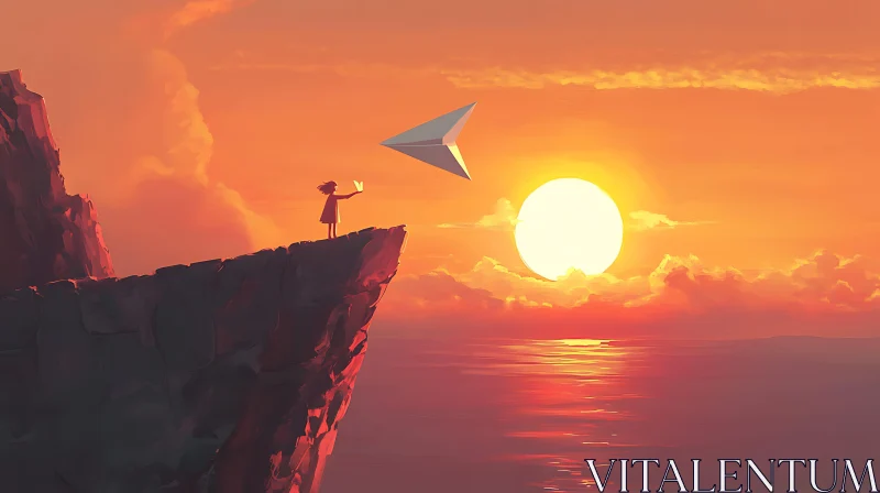 Sunset Flight: A Girl's Dream Takes Wing