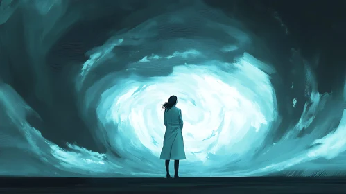 Woman Gazing into Abstract Light