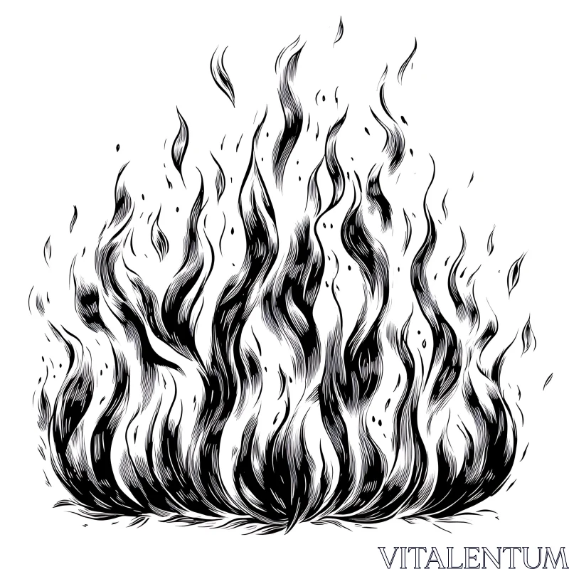 Artistic Flames in Monochrome Illustration