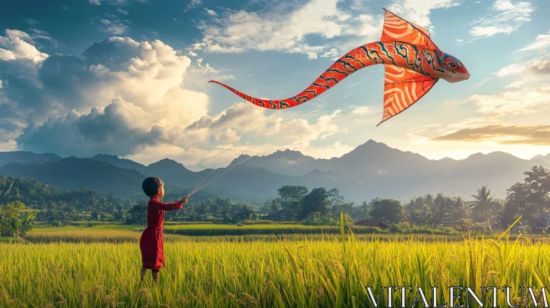 Fish Kite Over Green Field