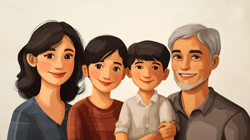 Cartoon Family Togetherness Image