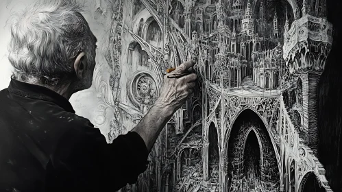 Artist at Work: Monochrome Architectural Drawing