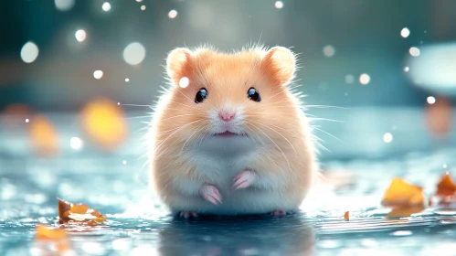 Adorable Hamster Surrounded by Autumn Leaves