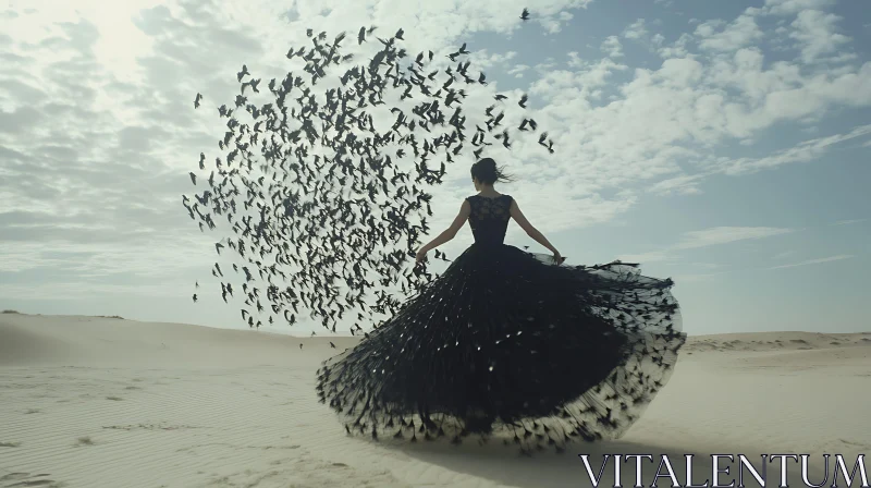 Birds Take Flight with Woman