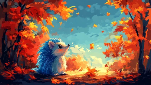 Autumn Forest Hedgehog Art