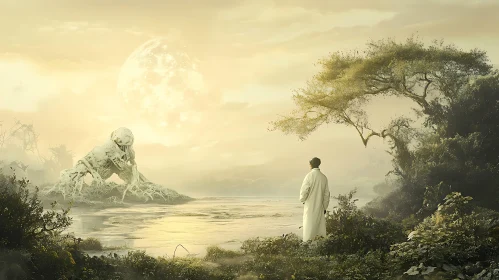 Surreal Encounter by the Water's Edge