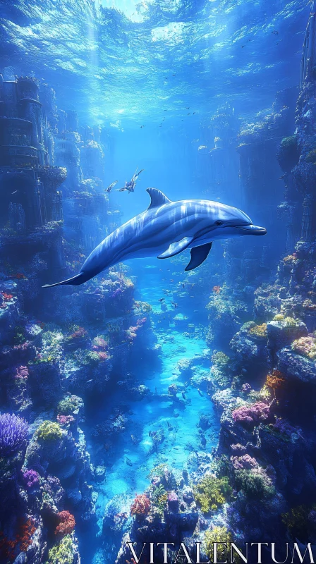Ocean Elegance: Dolphin in Coral
