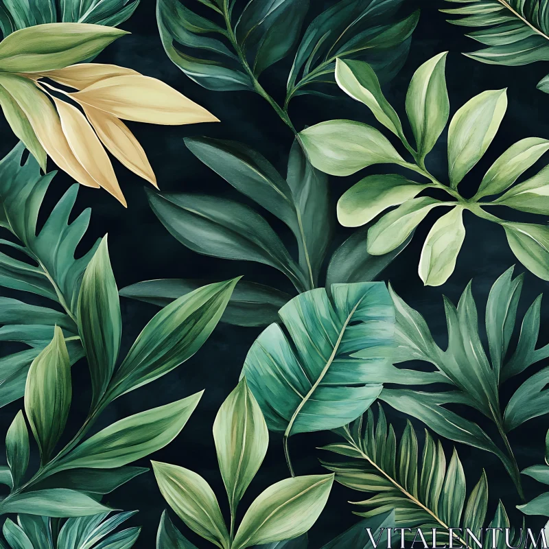 Verdant Leaves on Dark Background