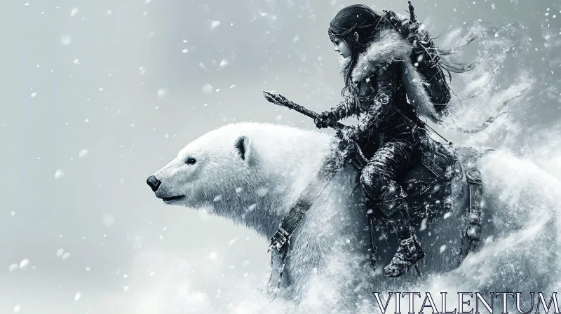 AI ART Fantasy Arctic Warrior on Polar Bear