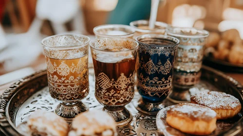 Vintage Tea and Pastries Still Life