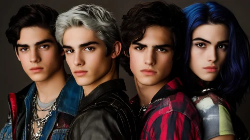 Four Young Men in Fashionable Attire