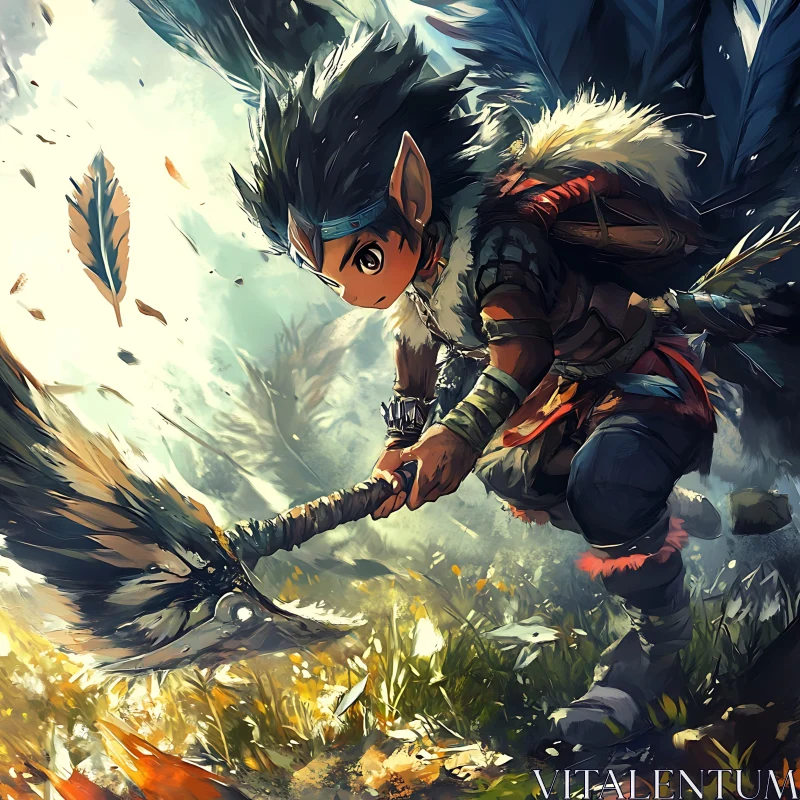 Winged Warrior Anime Illustration
