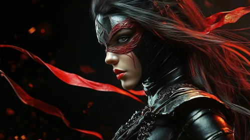 Warrior Woman with Red Accents