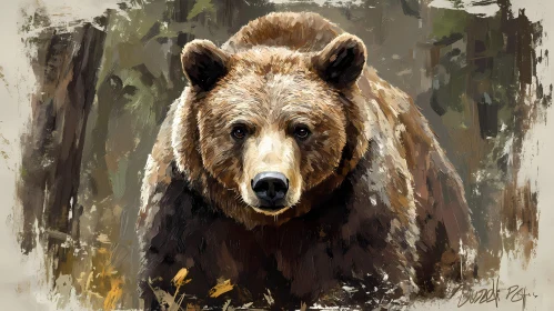 Artistic Bear Portrait amidst Trees