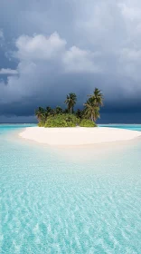 Serene Tropical Island with Approaching Storm