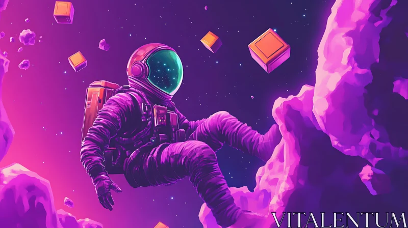 Floating Astronaut with Cubes