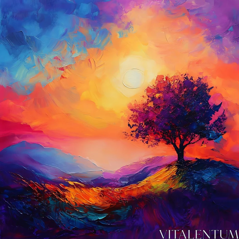Colorful Sunset Tree Fine Art