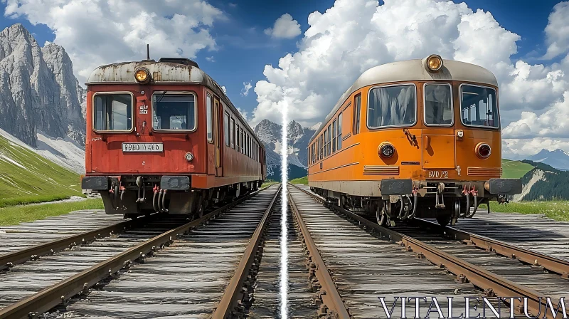 Vintage Trains: A Timeless Mountain View