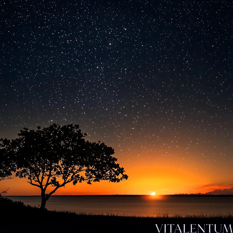 Silhouette Tree at Sunset