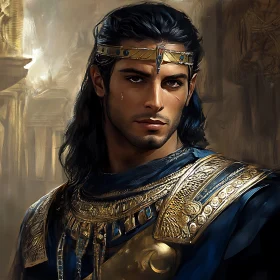 Regal Man with Golden Diadem Portrait