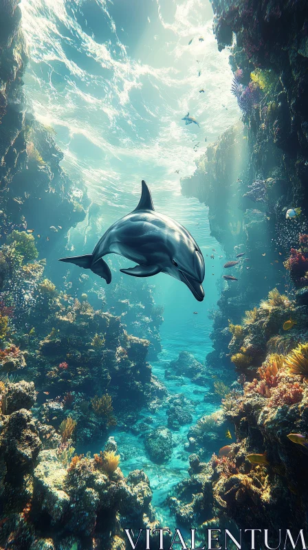 Graceful Dolphin Swimming Underwater