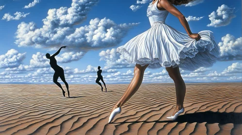 Dreamlike Desert Scene with Figures
