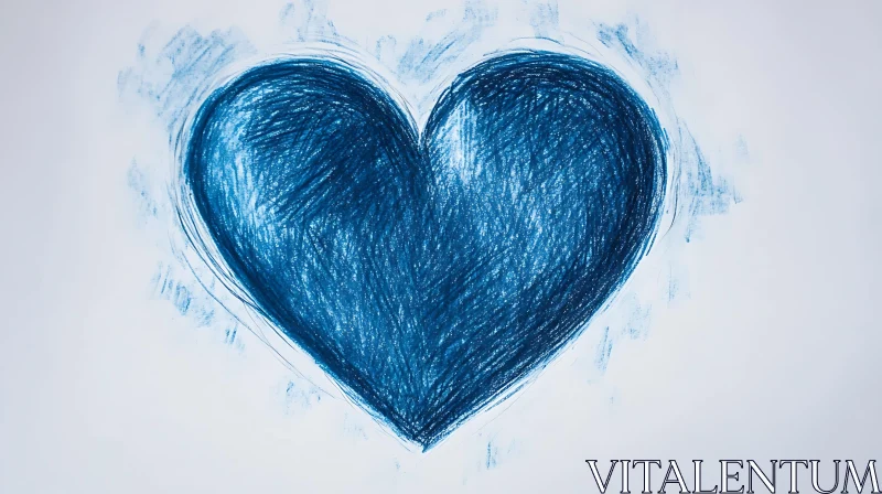AI ART Heartfelt Blue Pencil Drawing