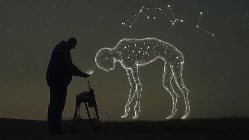 Man and Constellation Abstract Art