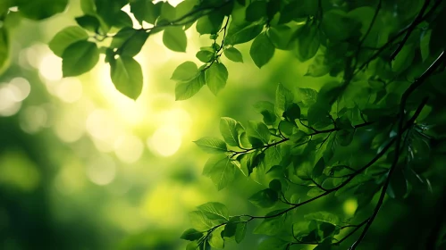 Sunlit Green Leaves Canopy