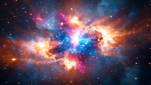 Cosmic Nebula with Starry Background