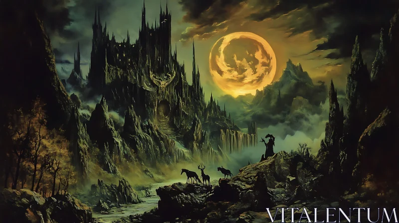Moonlit Castle Fantasy Landscape