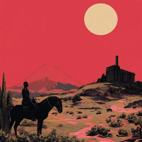 Warrior on Horse in Barren Land
