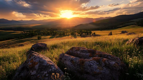 Peaceful Sunset Mountain View