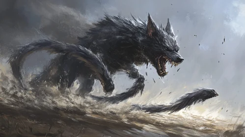 Angry Wolf in Motion - Animal Art