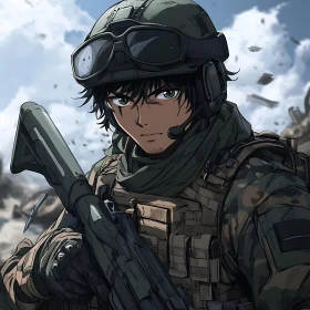 Military Anime Character Illustration