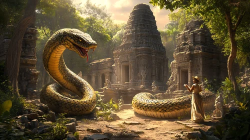 Colossal Snake and Ancient Ruins