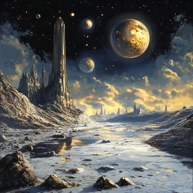 Frozen Expanse: A Celestial Cityscape View