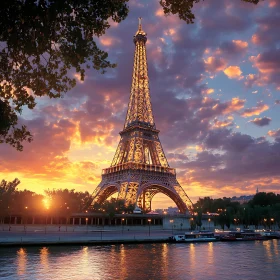 Parisian Sunset over the Seine River