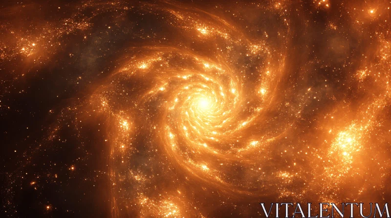 Abstract Galaxy Swirl with Fiery Light AI Image