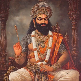 Royal Figure in Orange Shawl and Crown