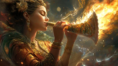 Woman with Golden Horn