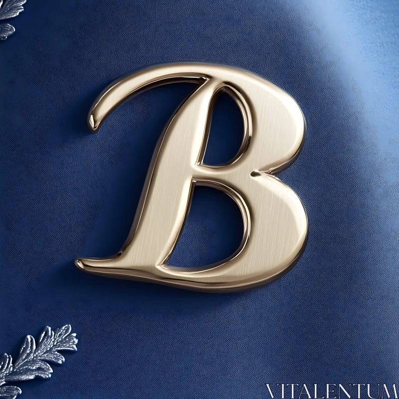 Golden Monogram 'B' on Blue Texture