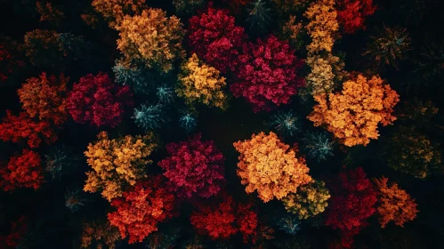 Colorful Forest in Autumn from Above