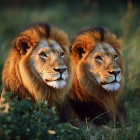 Two Lions in the Wild