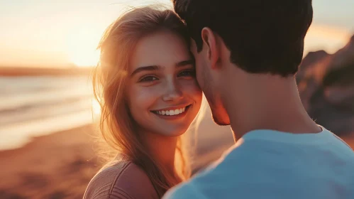 Couple's Beachside Sunset Moment