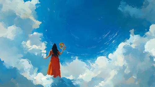 Dreamscape with Woman and Sky