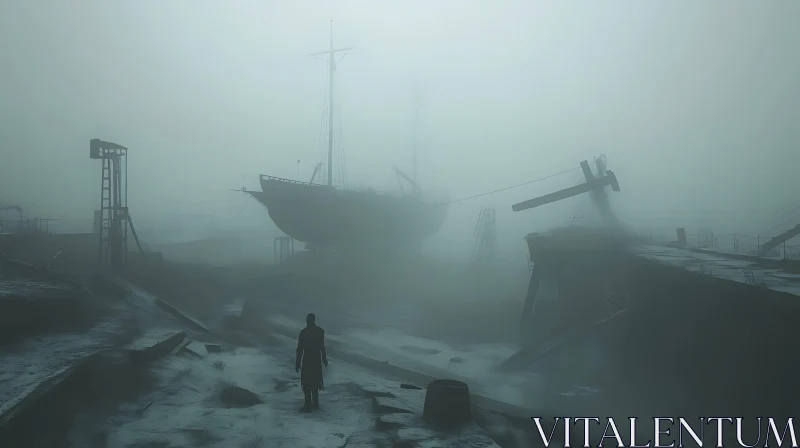 Misty Seascape with Solitary Wanderer