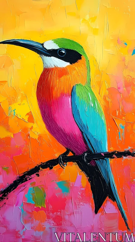 Vivid Bird Art with Abstract Background