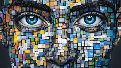 Abstract Portrait in Tile Mosaic