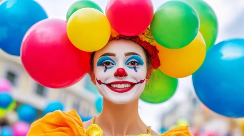 Clown Joy with Colorful Balloons
